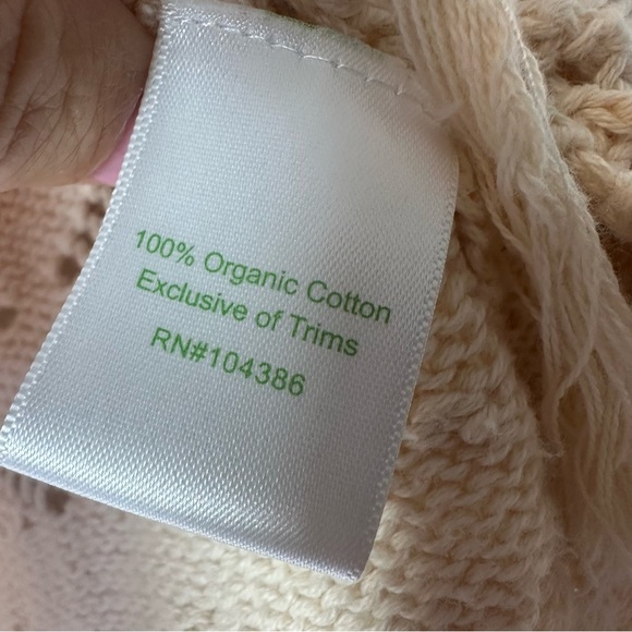 Garnet Hill Kids Poncho Cream Crochet Large Organic Cotton Boho Fringe Western - Picture 5 of 10